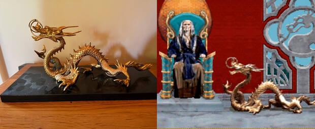 La figura del drag�n se convirti� en una estatua grande, a ambos lados de Shang Tsung.