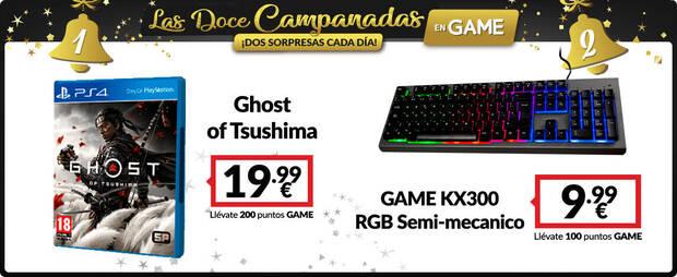 Ghost of Tsushima y teclado GAME KX300 RGB de oferta en GAME solo hoy