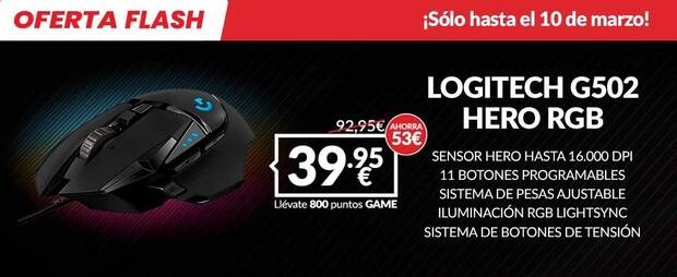 Compra el LOGITECH G502 HERO RGB 16.000 DPI de oferta en GAME
