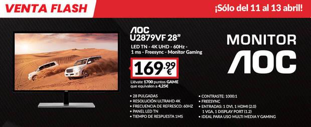 Monitor AOC U2879VF oferta flash GAME por tiempo limitado