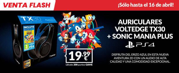 Auriculares Voltedge TX 30 + juego Sonic Mania Plus oferta GAME por tiempo limitado