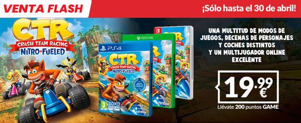 Crash Team Racing Nitro-Fueled de oferta en GAME por 19,99 euros