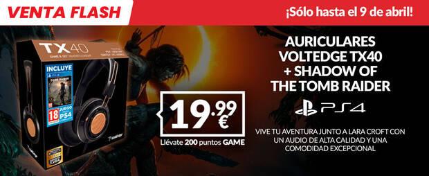 Auriculares VOLTEDGE TX40 y Shadow of the Tomb Raider de oferta en GAME por tiempo limitado a 19,99