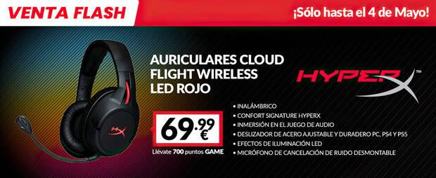 Oferta GAME Espaa HYPERX CLOUD FLIGHT WIRELESS por tiempo limitado