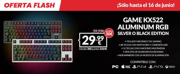TECLADO GAMING MECÁNICO GAME KX 522 ALUMINUM BLACK / SILVER EDITION FULL-RGB cómpralo en GAME de oferta por tiempo limitado