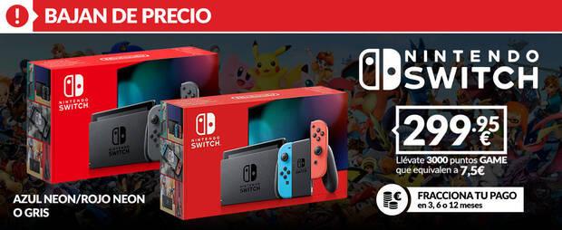 Nintendo Switch rebaja su precio en GAME