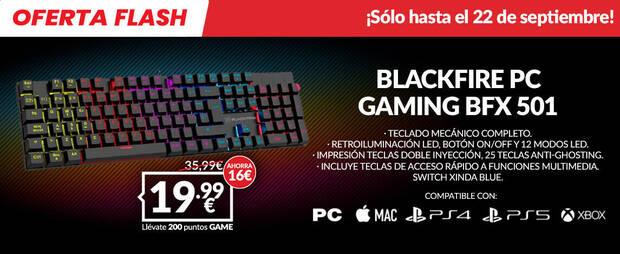 Consigue el teclado mecnico BLACKFIRE BFX 501 MECNICO XINDA BLUE SWITCH en GAME de oferta