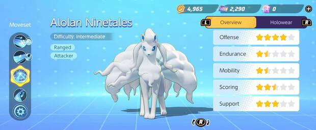Pokémon Unite - Datos básicos de Ninetales de Alola