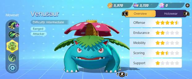 Pokémon Unite - Datos básicos de Venusaur
