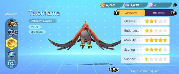 Pokémon Unite - Datos básicos de Talonflame