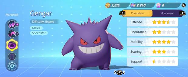 Pokémon Unite - Datos básicos de Gengar