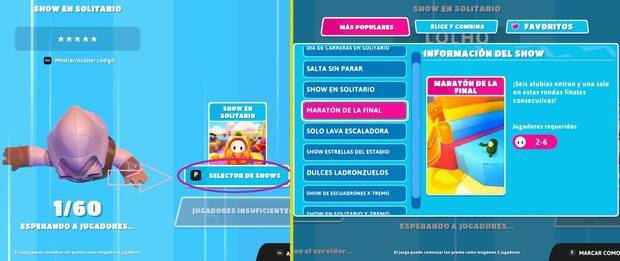 Fall Guys - Escoger pruebas en partidas privadas