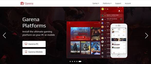 Garena tiene su propia plataforma de distribución de juegos tanto para móviles como para PC.