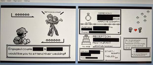 Una invitacin de boda estilo Pokmon Game Boy triunfa en Internet Imagen 2
