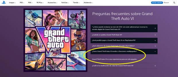 GTA 6 es una experiencia para un solo jugador