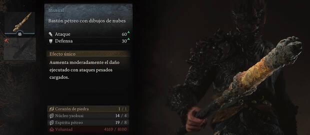 Black Myth: Wukong - Arma Bastón pétreo con dibujos de nubes