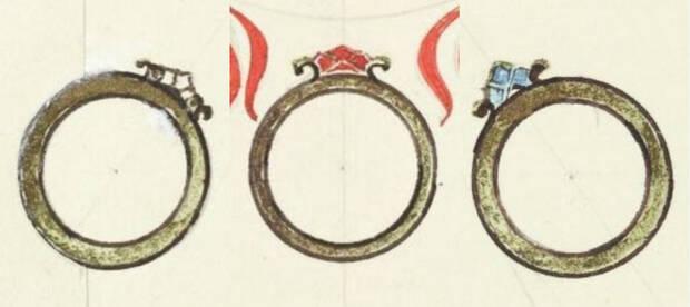 Los Tres Anillos de los Elfos dibujados por Tolkien