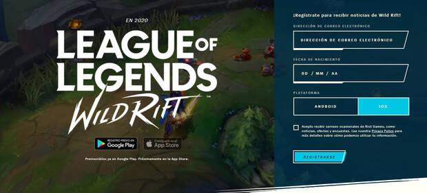 Registro previo de LoL: Wild Rift para iOS