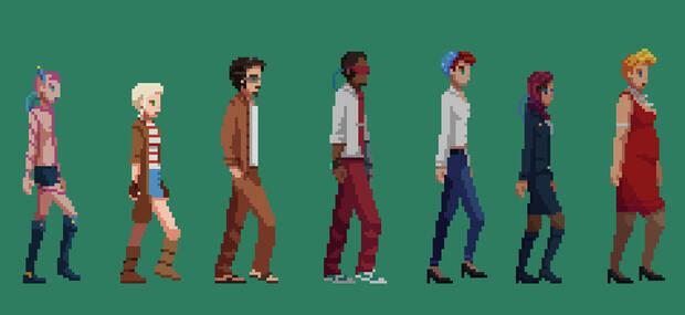 Animación de personajes de 'The Red Strings Club'.