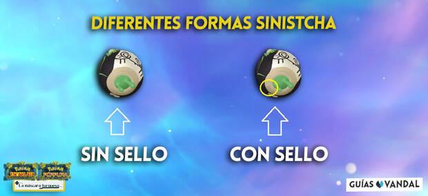 Pokémon Escarlata y Púrpura DLC 1 - Diferencias visuales de las formas de Sinistcha