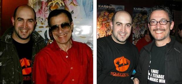 Jon Cortázar con Alfonso Azpiri (izquierda) y César 'Gominolas' Astudillo (derecha).