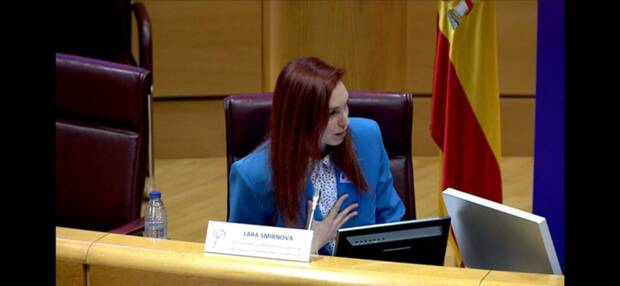 Smirnova durante su intervencin en el Senado en 2022 en las jornadas #masmujeres, organizadas por el Partido Socialista.