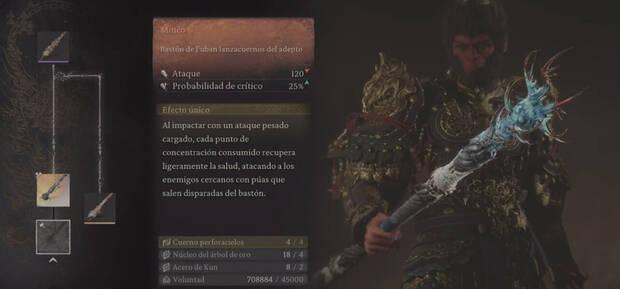 Black Myth: Wukong - Arma Bastón de Fuban lanzacuernos del adepto