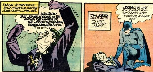 Vi�eta de la muerte del Joker en su primera aparici�n en los c�mics (Batman #1, 1940)