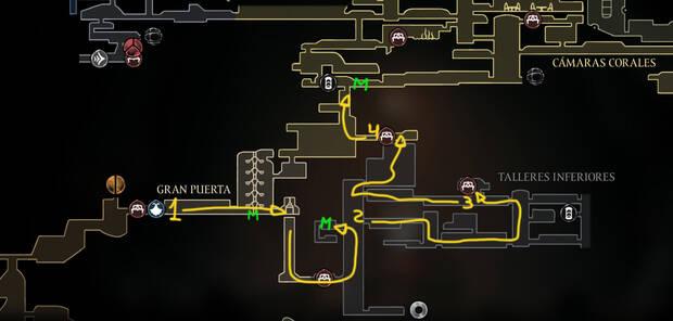 Hollow Knight Silksong - Mejor ruta para completar el Acto 2: Gran Puerta y Talleres Inferiores