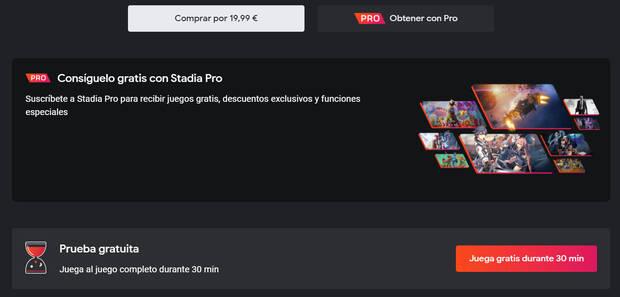 Google Stadia Pruebas 30 minutos