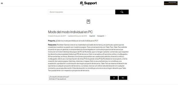 GTA V - Política de uso de mods en el modo individual
