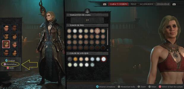 Diablo 4 - Personalizar el aspecto de tu personaje en el creador