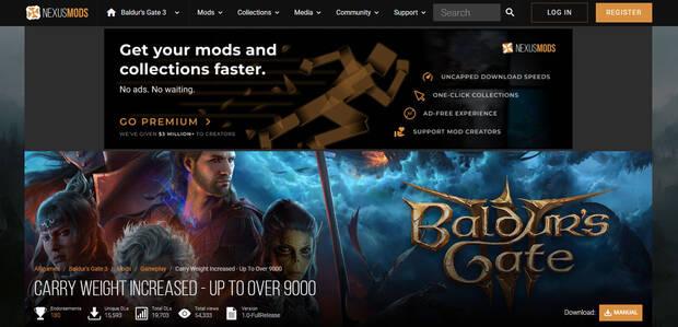 Mejores mods de Baldur's Gate 3 - Peso de inventario aumentado