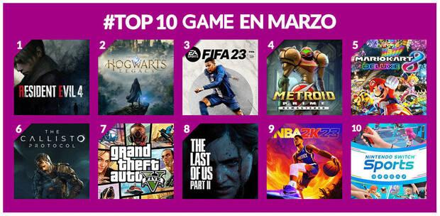 Los 10 juegos ms vendidos en GAME en marzo 2023 por consolas y PC