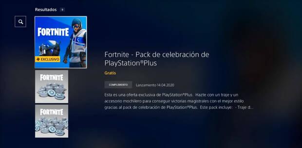 Fortnite - Descargar el pack desde la PS Store de la consola