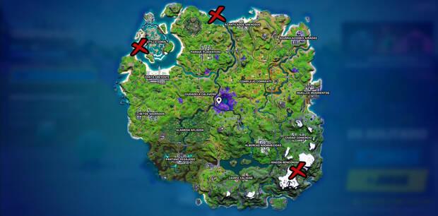 Fortnite Battle Royale - Ubicación de Cala Coral, Campamento Base Golf y Cabaña Corriente
