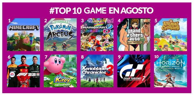 Juegos ms vendidos de agosto en GAME