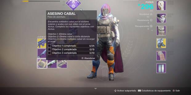 Guía Destiny 2 - cómo conseguir el catalizador de la Leyenda de Acrius