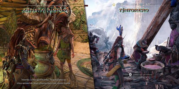 Horizon Forbidden West - Equipar pinturas faciales y tintes de armadura