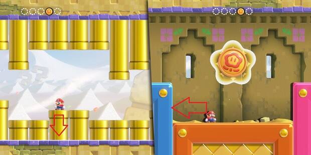 Super Mario Bros. Wonder - Localización de la Ficha Maravilla #2 en Partida de búsqueda - Parque de tuberías