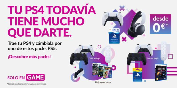 Nuevos Packs de PS5 al entregar PS4 en GAME.