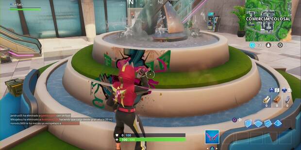 Fortnite: Pinta grafitis en una fuente, grúa del vertedero y máquina expendedora - SOLUCIÓN