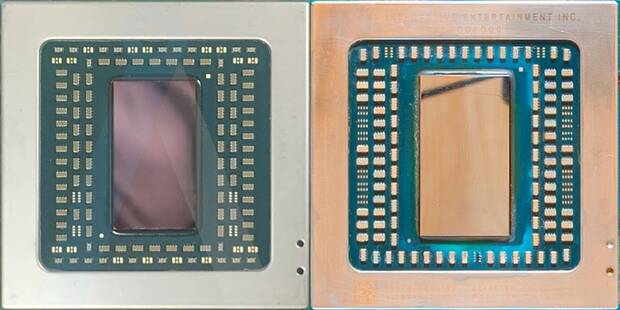 A la izquierda el nuevo SoC Oberon Plus en 6 nm para PS5 y a la derecha el original en 7nm.