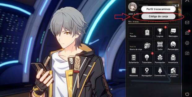 Honkai: Star Rail - Acceder al canje de cdigos desde el juego