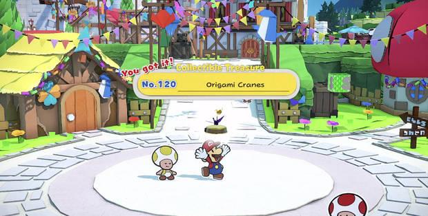 Todos los Tesoros en miniatura en Villa Toad de Paper Mario The Origami King - Tesoro en miniatura Nº 120: Grullas de origami