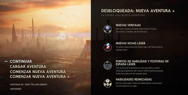 Star Wars Jedi: Survivor - Ventajas y características de Nueva partida +