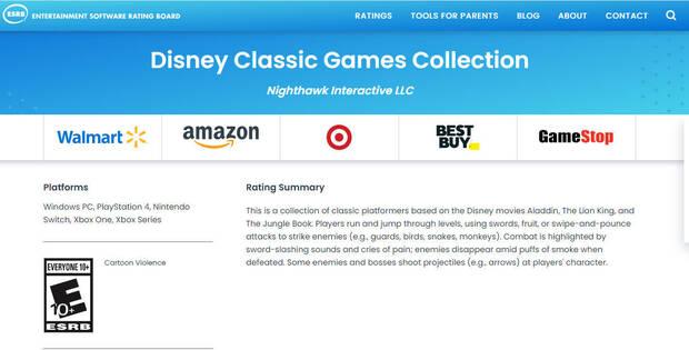 Disney Classic Games Collection en ESRB.