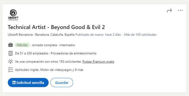 Oferta de trabajo para Beyond Good and Evil 2.