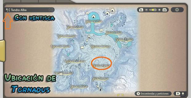 Leyendas Pokémon: Arceus - Localización en el mapa de Tornadus