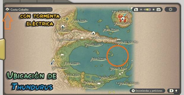 Leyendas Pokémon: Arceus - Localización en el mapa de Thundurus